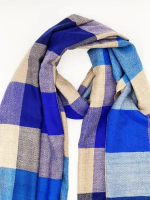 Handwoven Pashmina - BLUE CHECKS