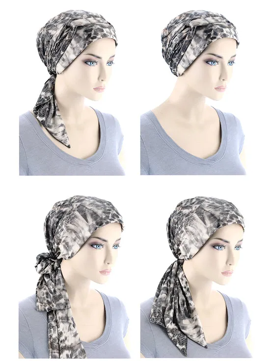 Head Wrap Scarf Navy Crepe Chiffon