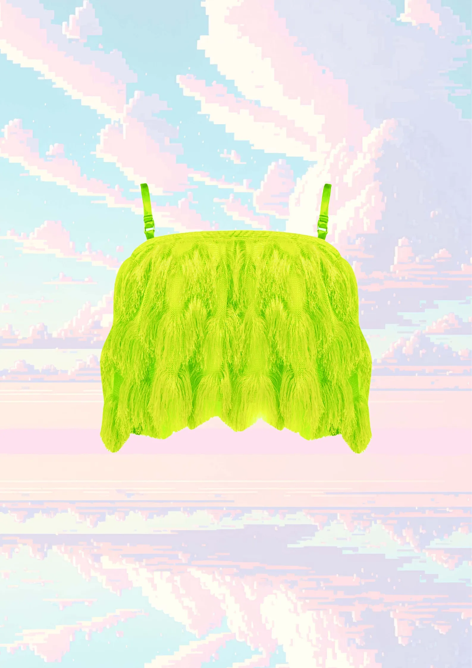 Intergalactic Rodeo - Dallas Fringed Top in Neon Yellow