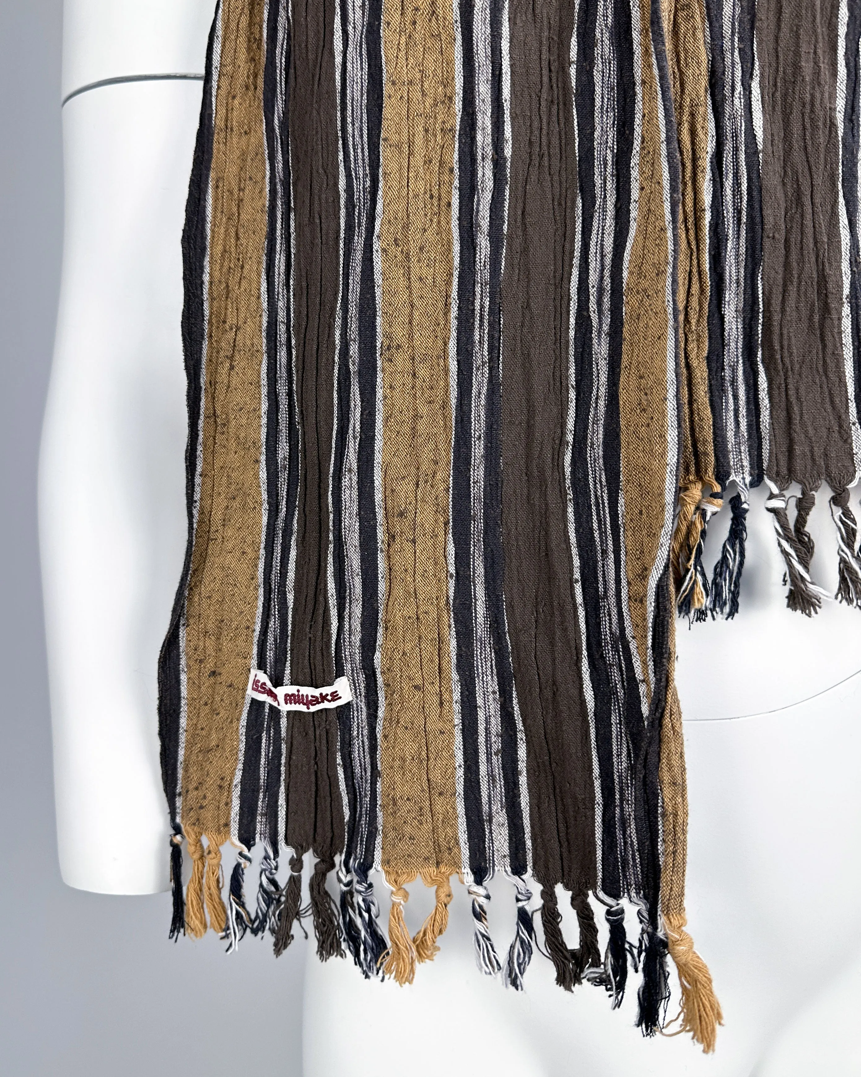 Issey Miyake Striped Hemp Long Scarf 1970's