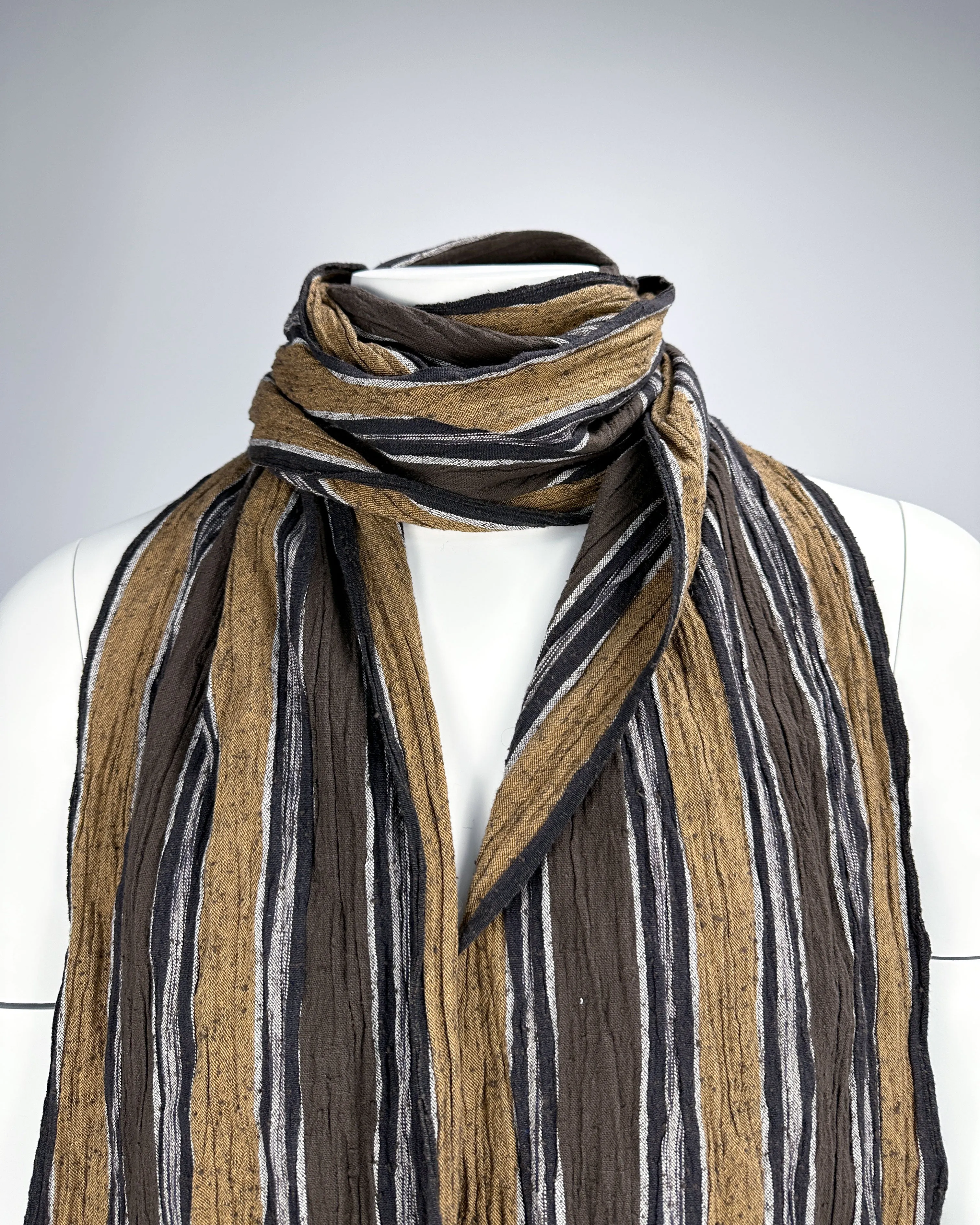 Issey Miyake Striped Hemp Long Scarf 1970's