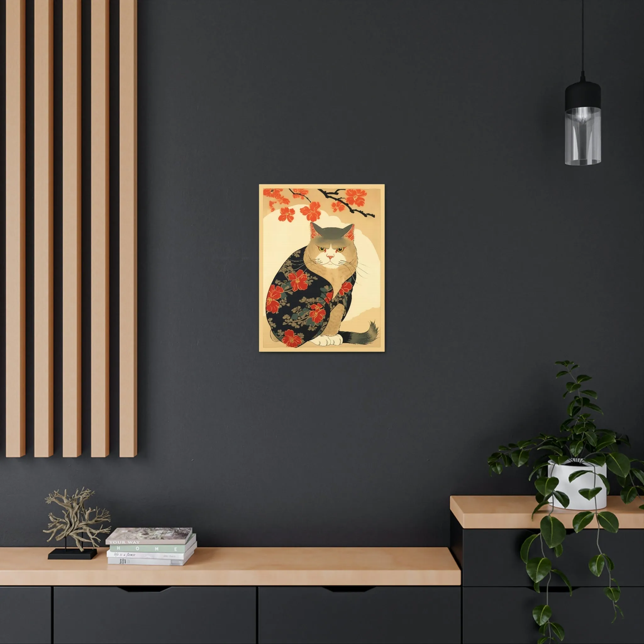 Japandi Ukiyo-e Style Cat | Canvas Gallery Wraps