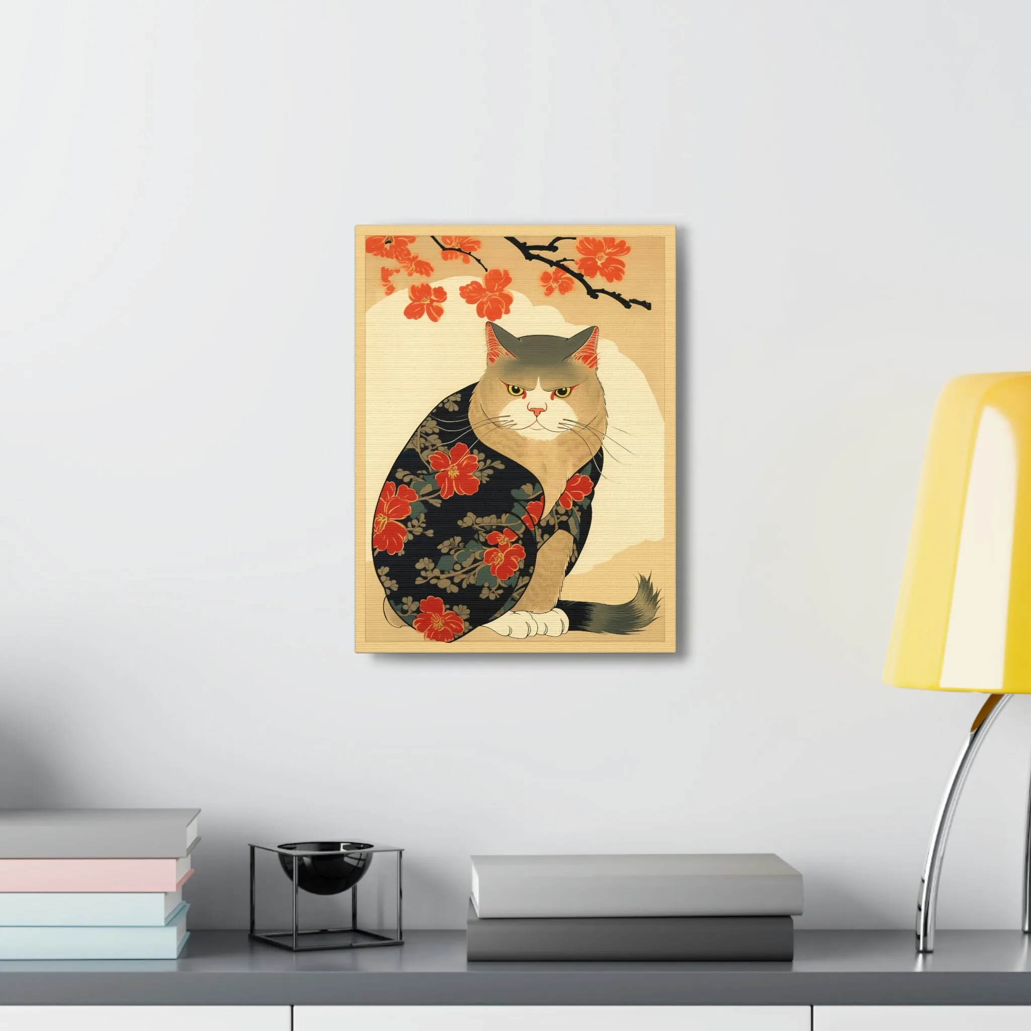 Japandi Ukiyo-e Style Cat | Canvas Gallery Wraps