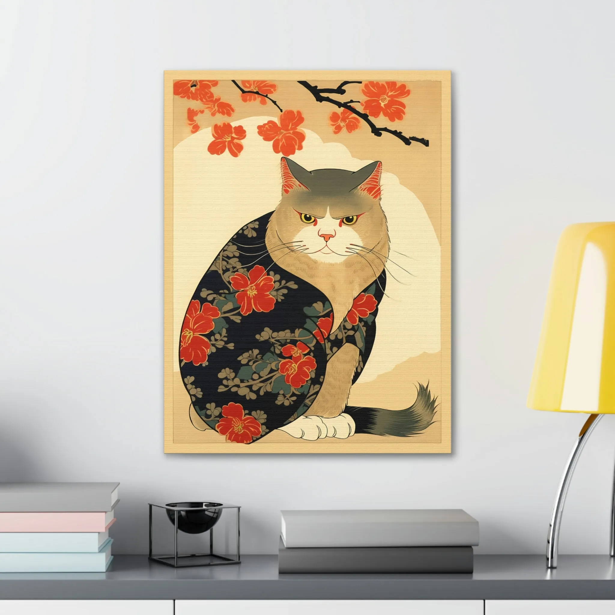 Japandi Ukiyo-e Style Cat | Canvas Gallery Wraps