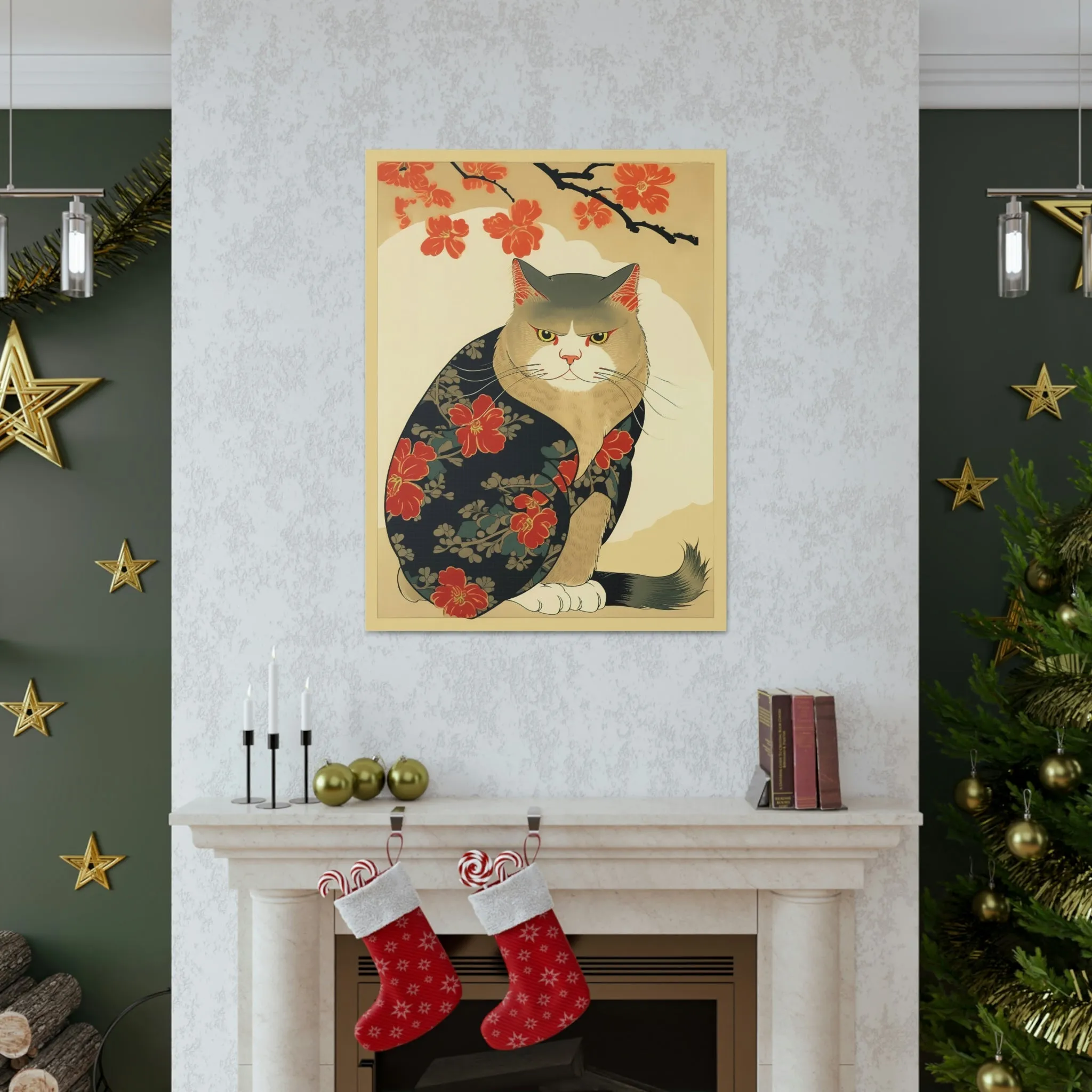 Japandi Ukiyo-e Style Cat | Canvas Gallery Wraps