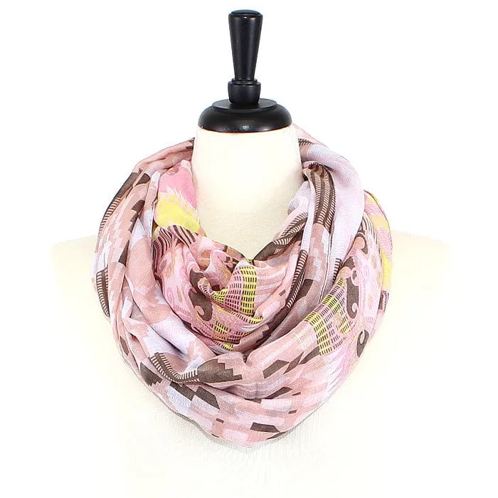 JZ-14-BR Aztec Print Infinity Scarf