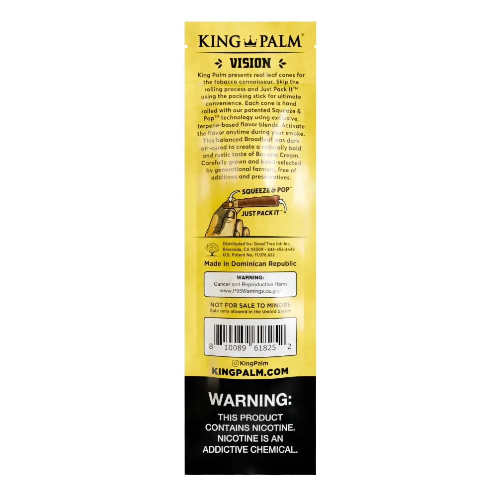 King Palm - Pre-Rolled Tobacco Cones - Pack of 2 - Banana Cream