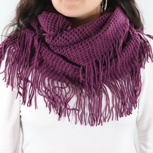 La Fiorentina | Infinity Knitted Fringed Muffler - Purple