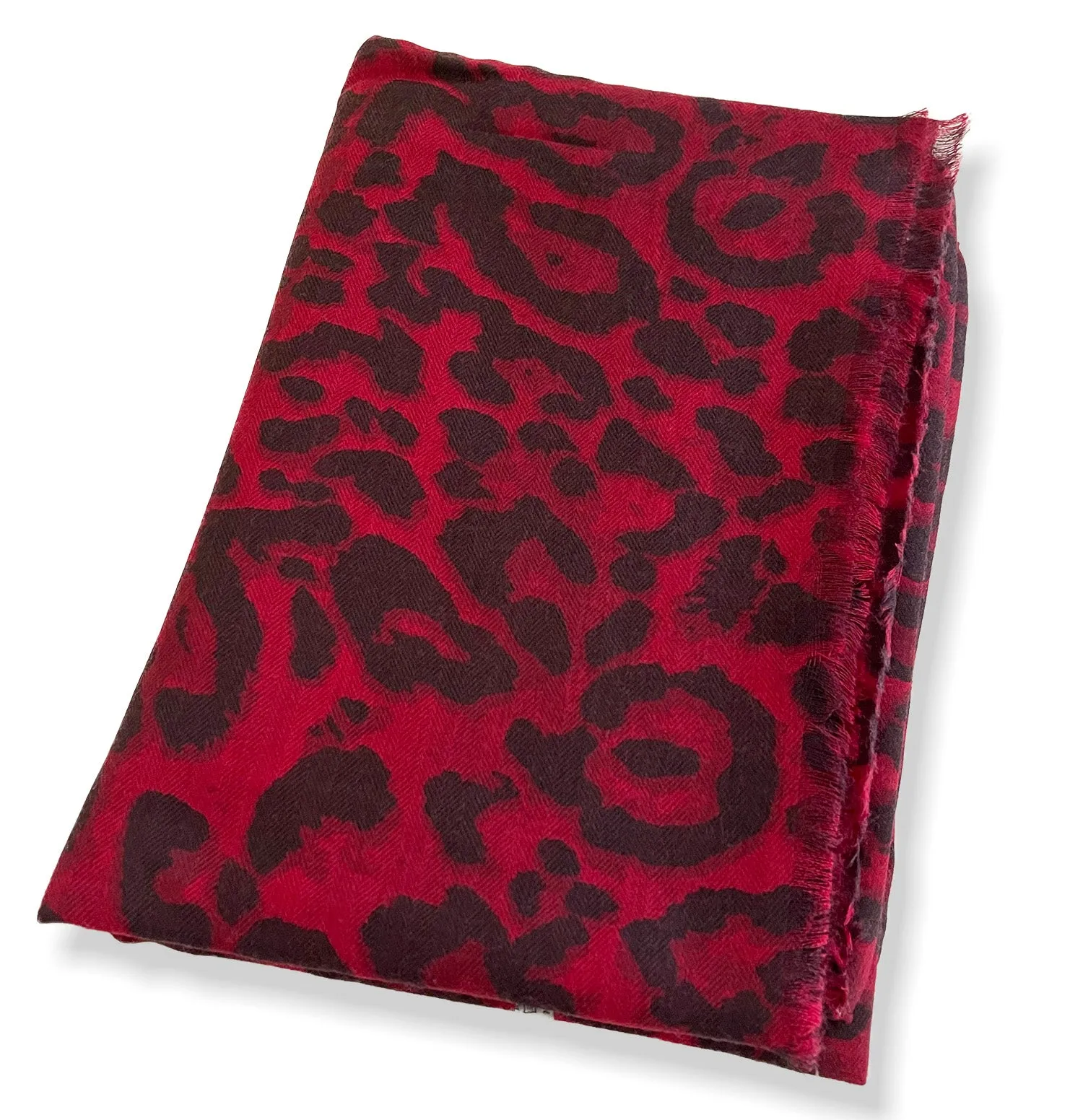 LARGE BURGUNDY LEOPARD PRINT SCARF