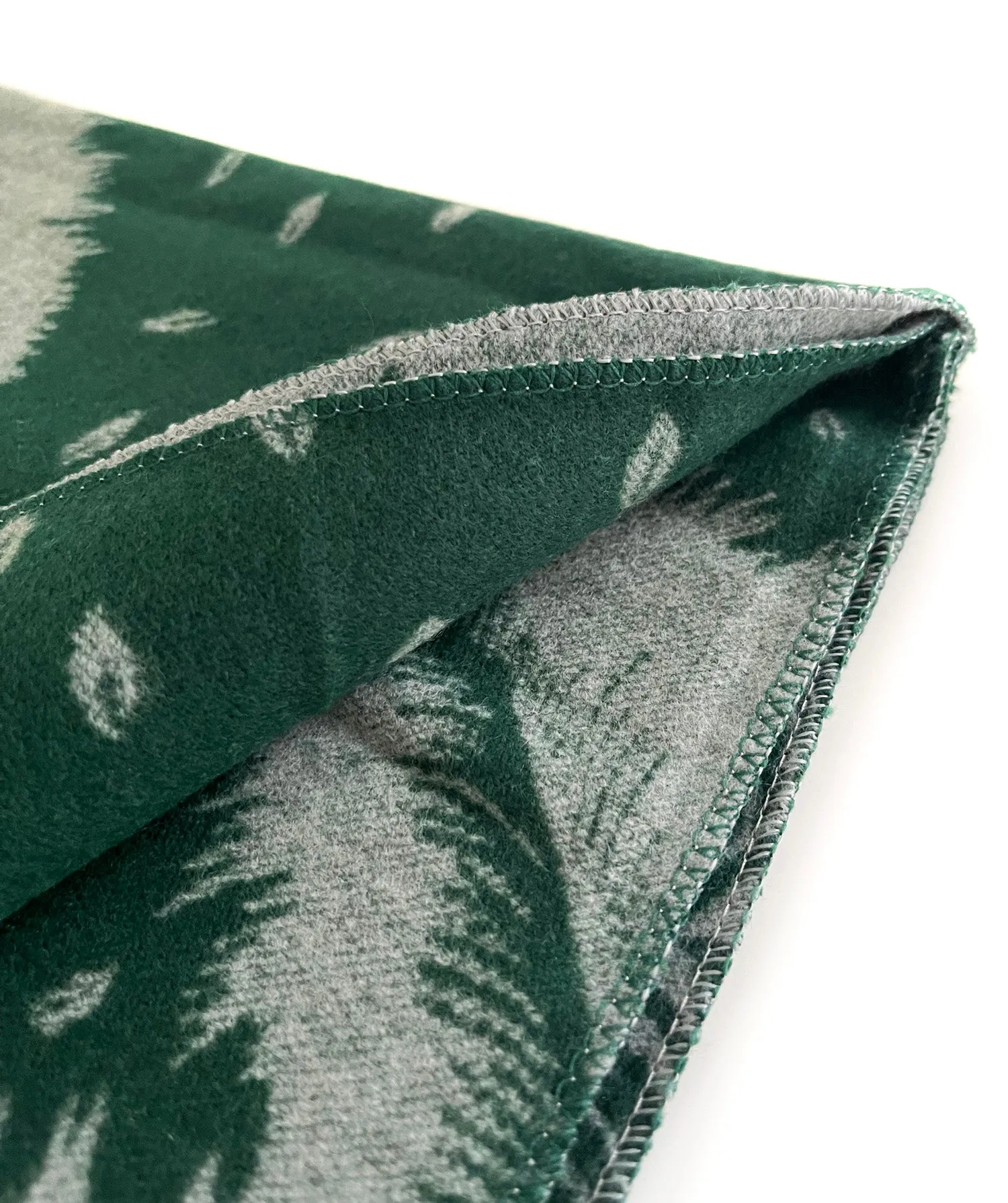 LARGE GREEN CASHMERE FEATHER PRINT REVERSIBLE WINTER SHAWL BLANKET SCARF