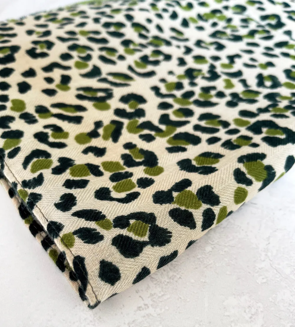 LARGE GREEN TIGER AND LEOPARD PRINT SHAWL SCARF