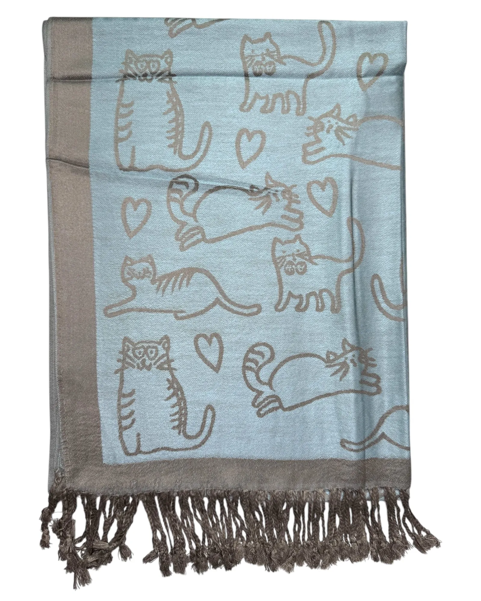 Light Blue & Grey Reversible Cat Rave Pashmina