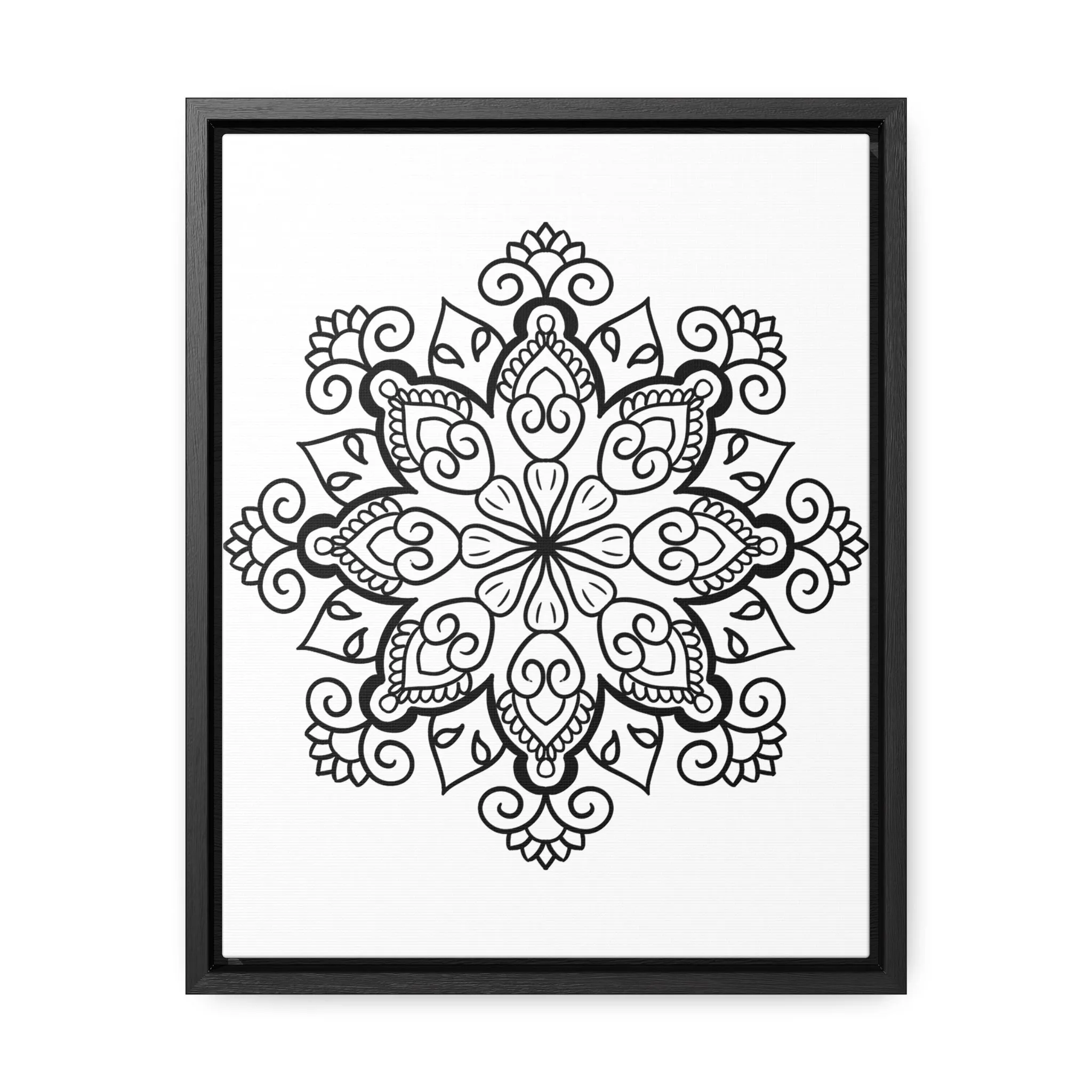 Mandala Handmade Art: Black & White Canvas Wraps - Vertical Frame