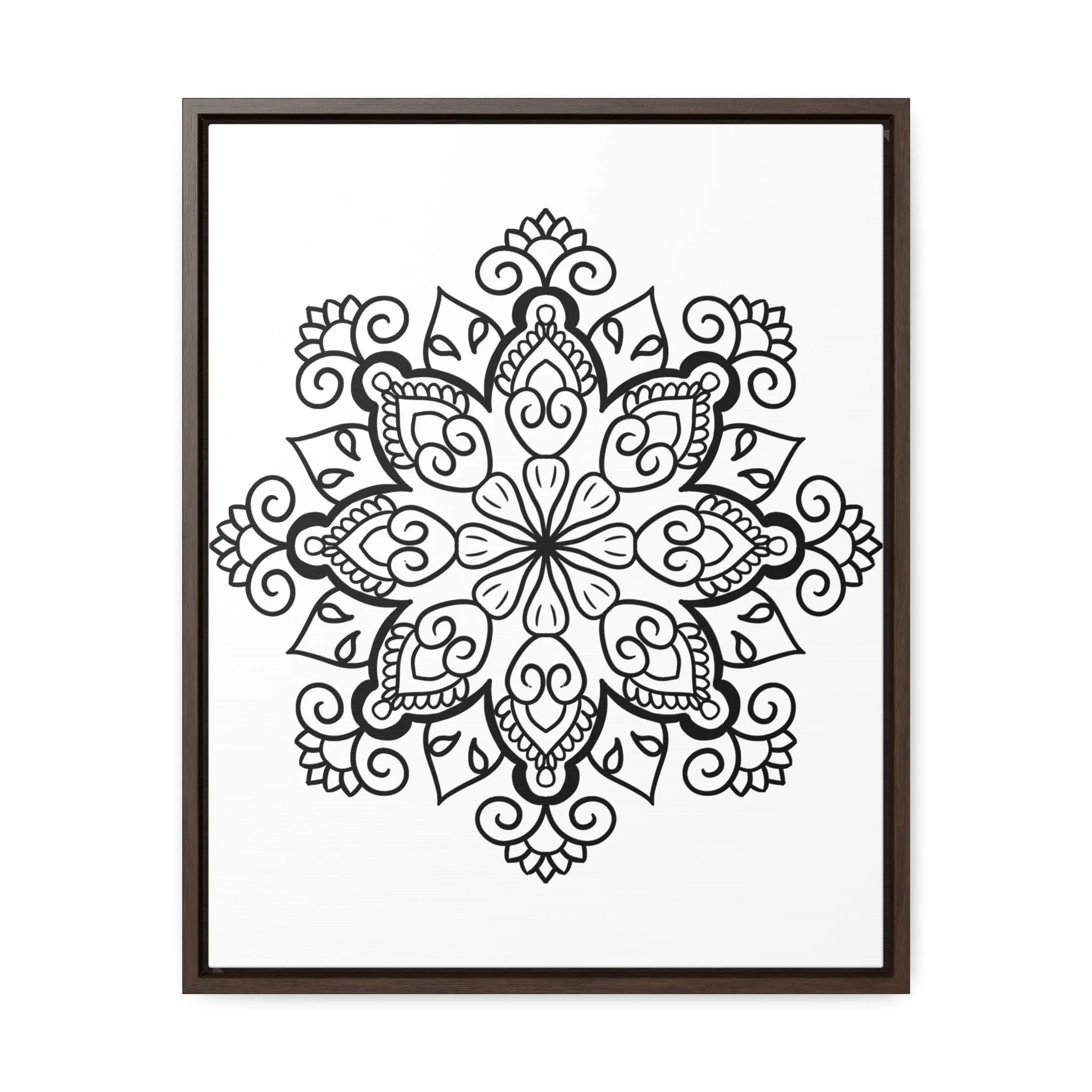 Mandala Handmade Art: Black & White Canvas Wraps - Vertical Frame