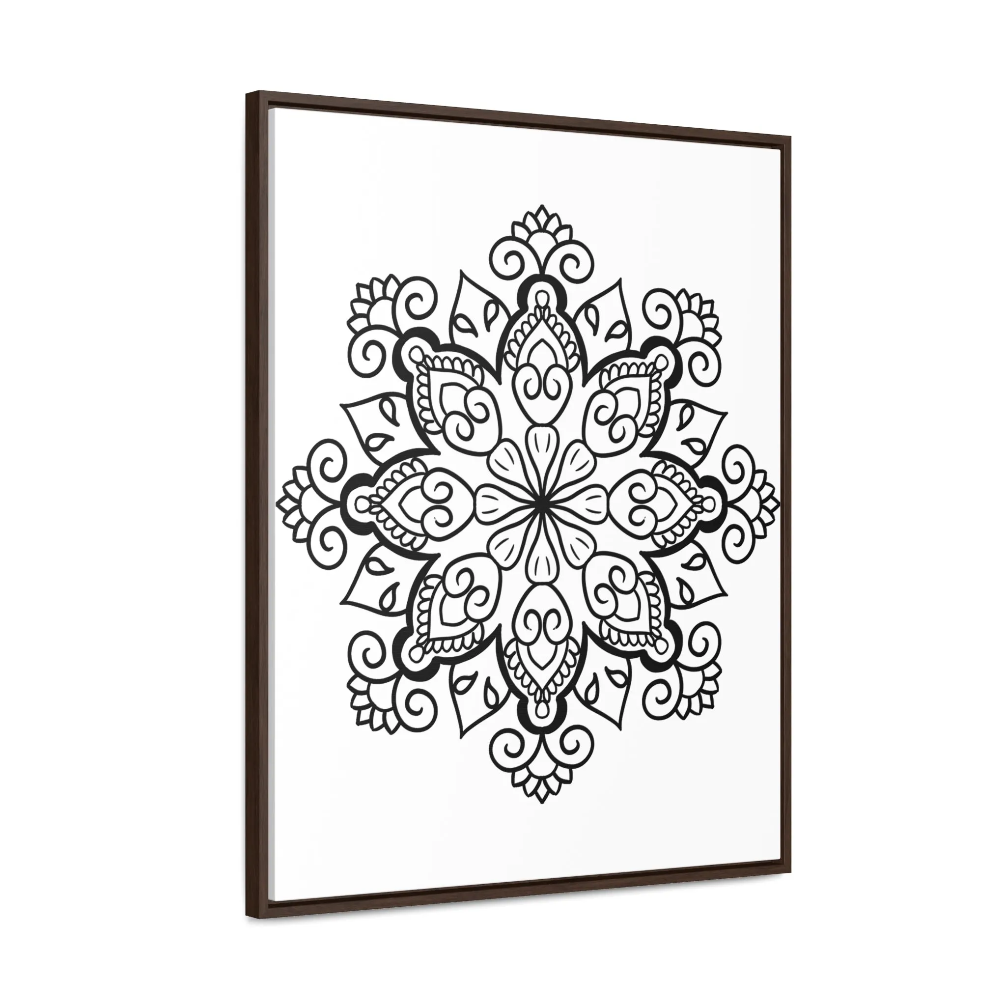 Mandala Handmade Art: Black & White Canvas Wraps - Vertical Frame