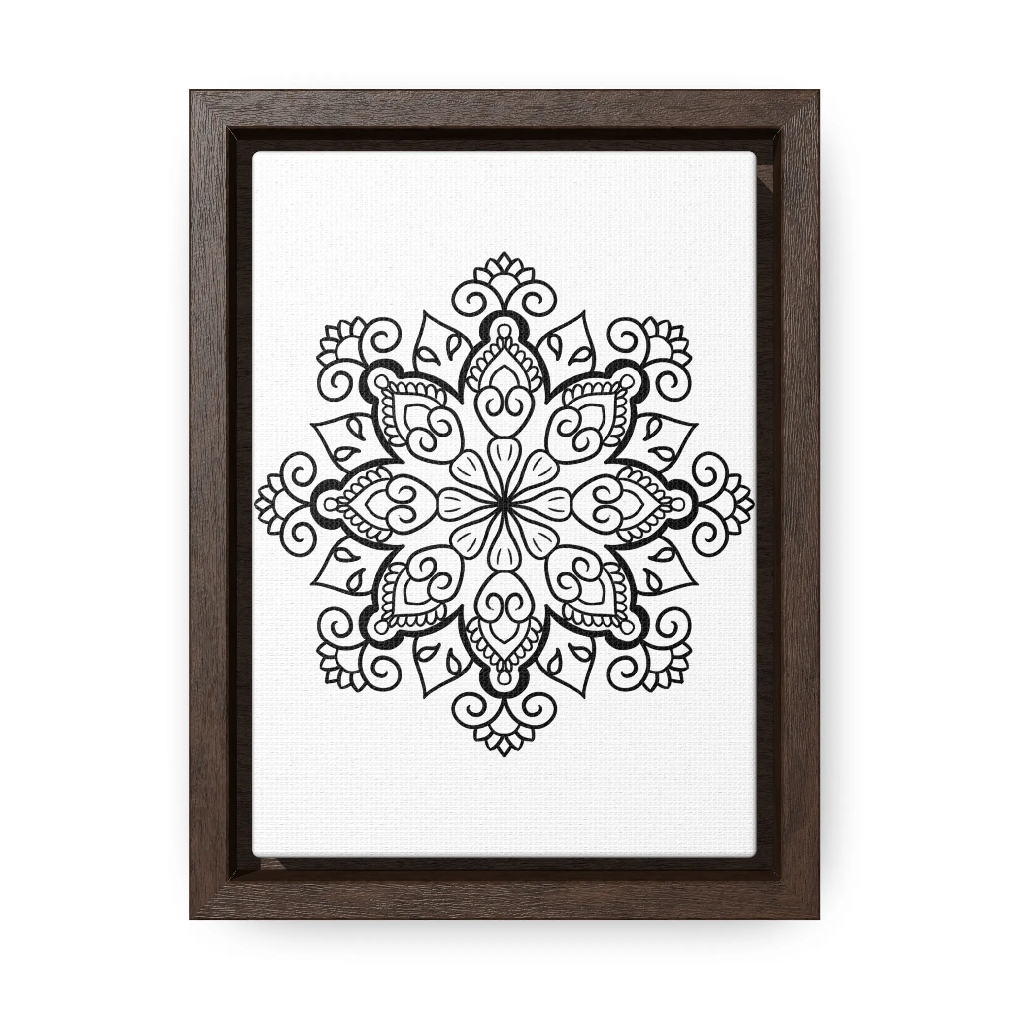 Mandala Handmade Art: Black & White Canvas Wraps - Vertical Frame