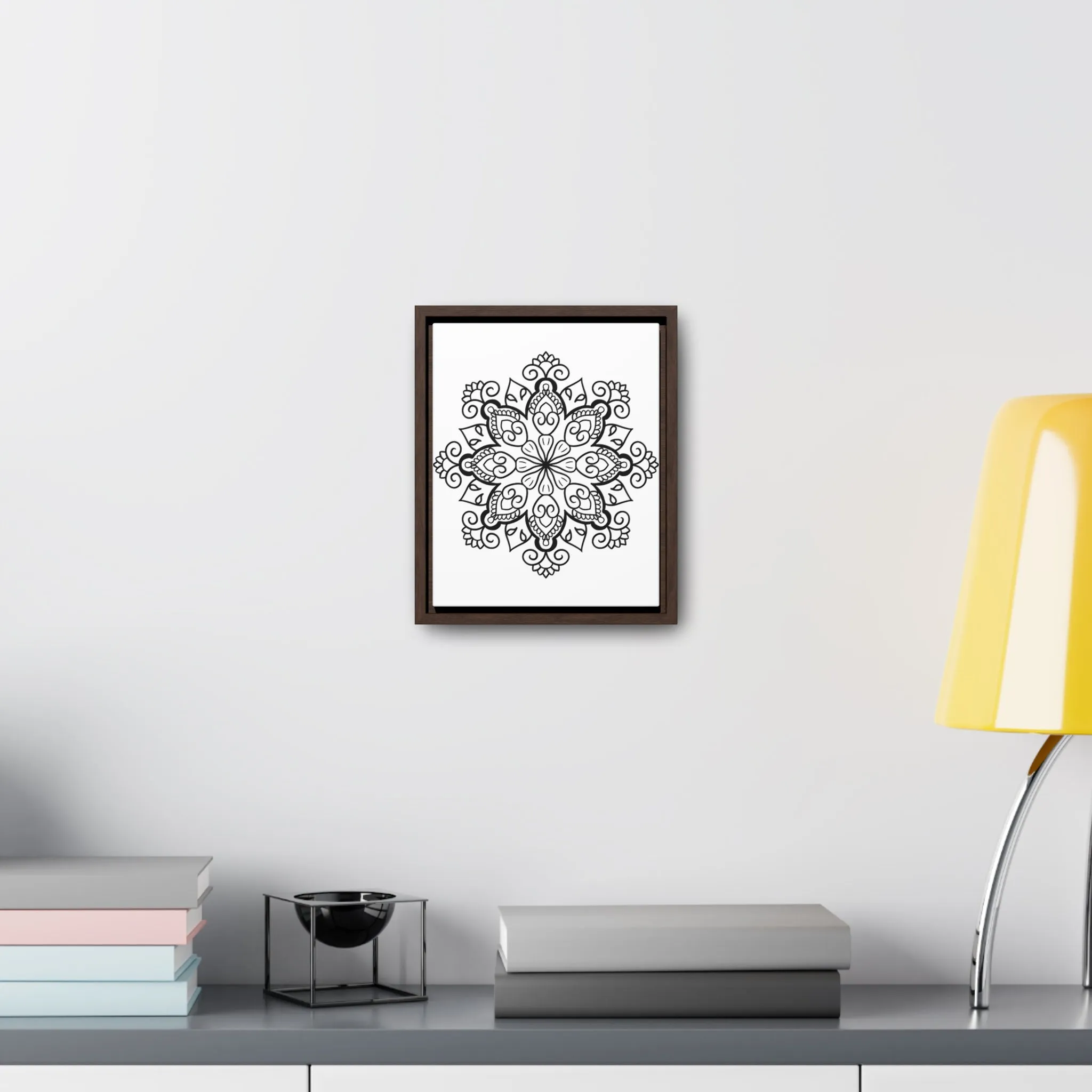 Mandala Handmade Art: Black & White Canvas Wraps - Vertical Frame