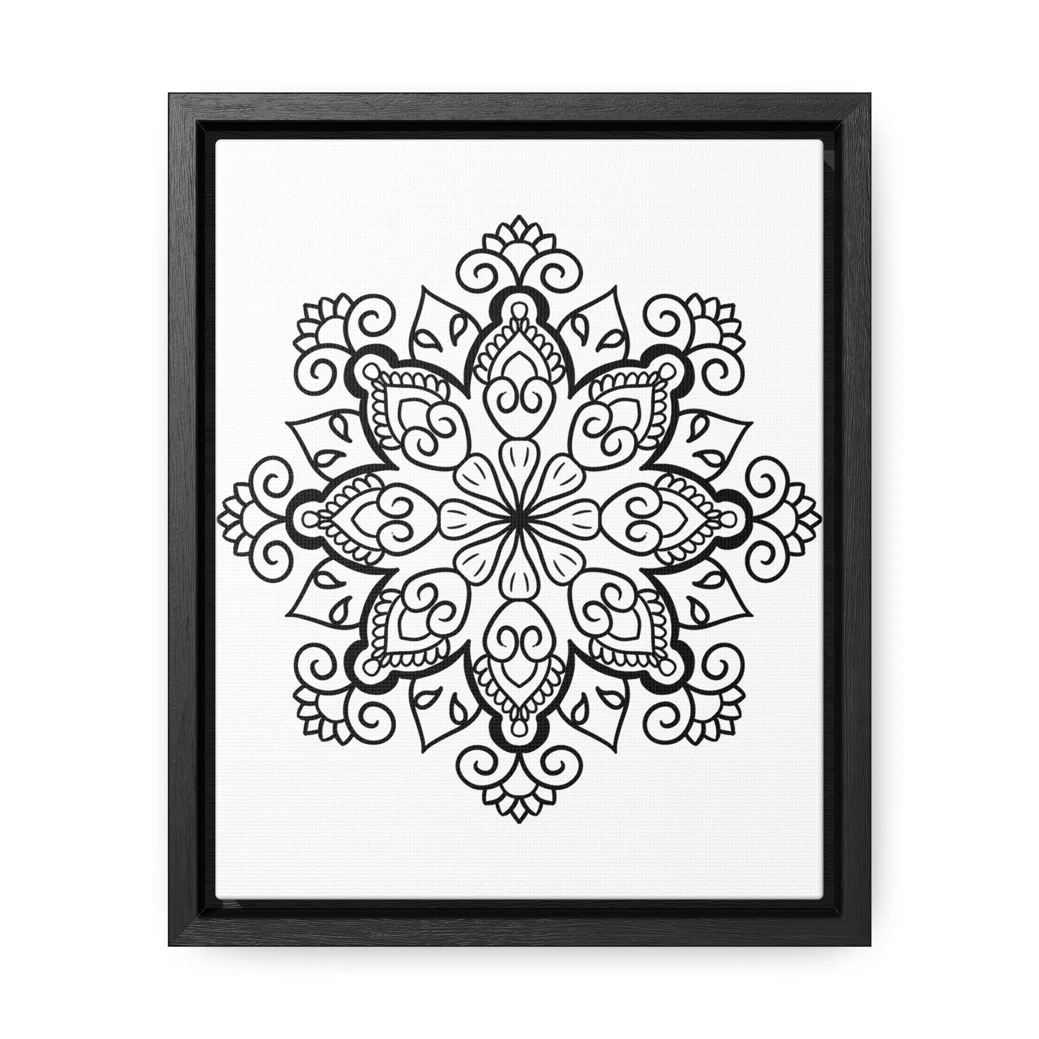 Mandala Handmade Art: Black & White Canvas Wraps - Vertical Frame