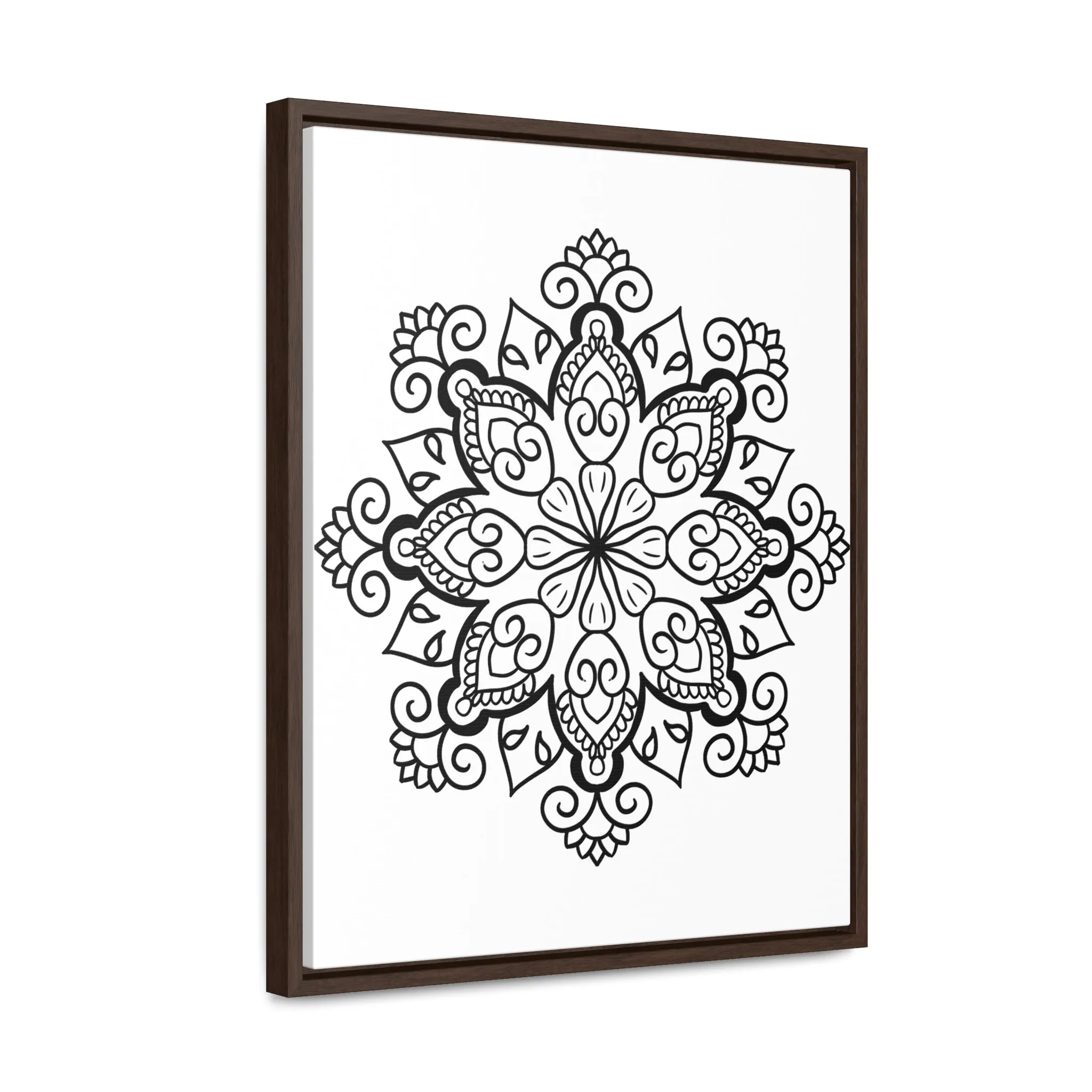 Mandala Handmade Art: Black & White Canvas Wraps - Vertical Frame