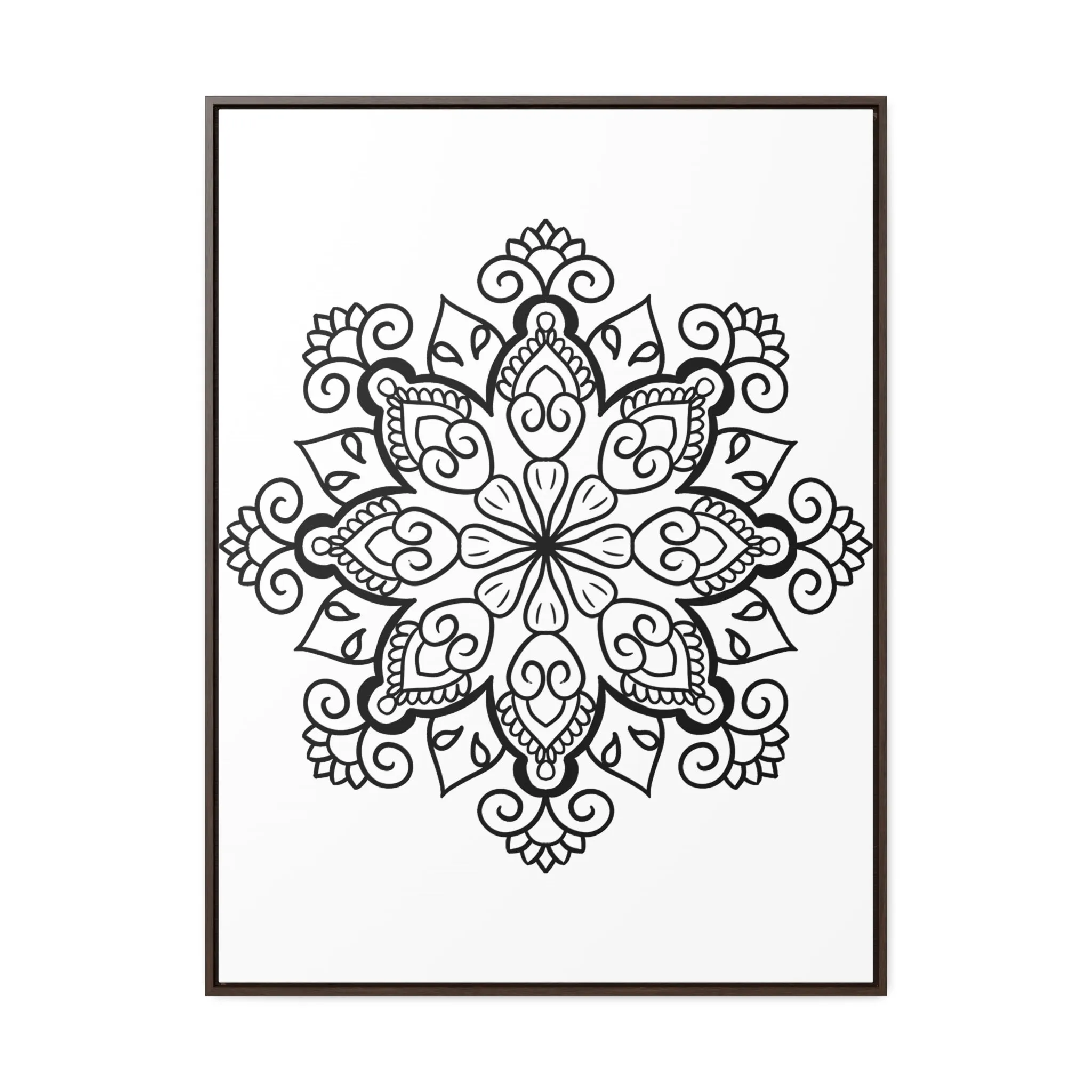 Mandala Handmade Art: Black & White Canvas Wraps - Vertical Frame