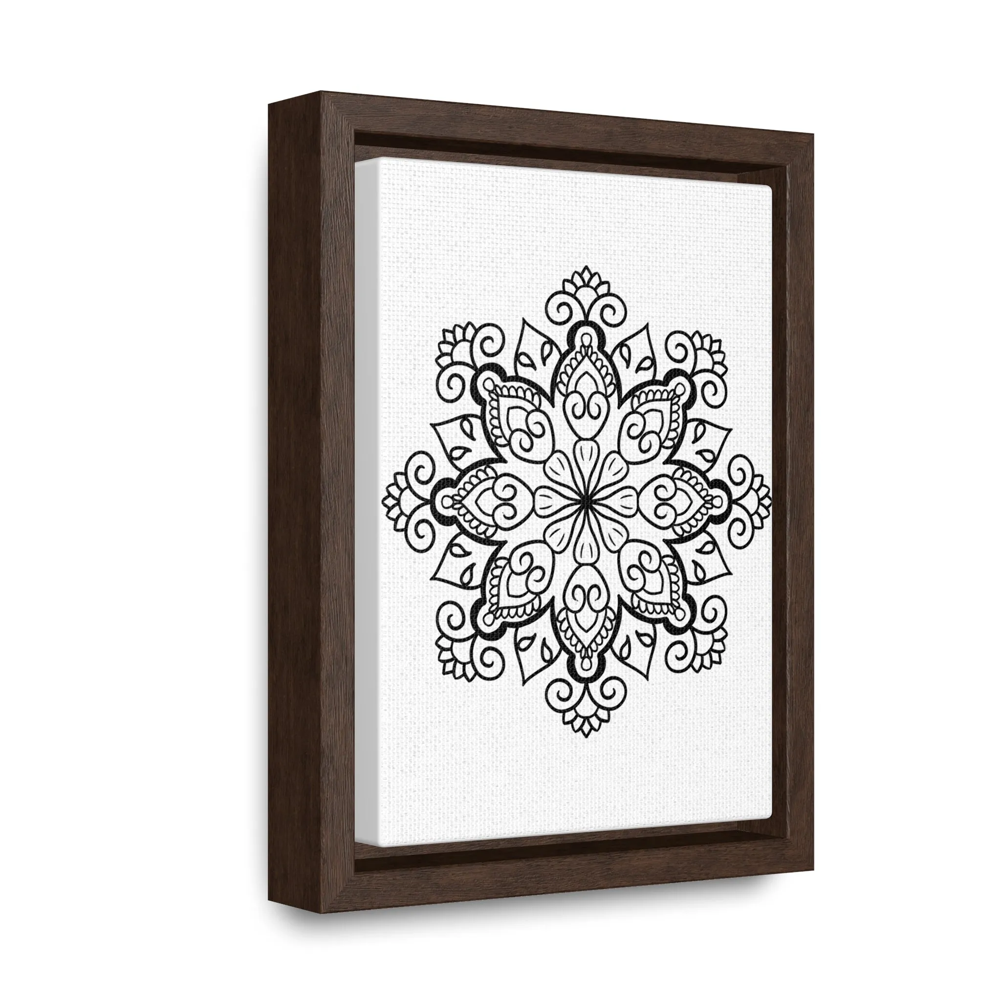 Mandala Handmade Art: Black & White Canvas Wraps - Vertical Frame