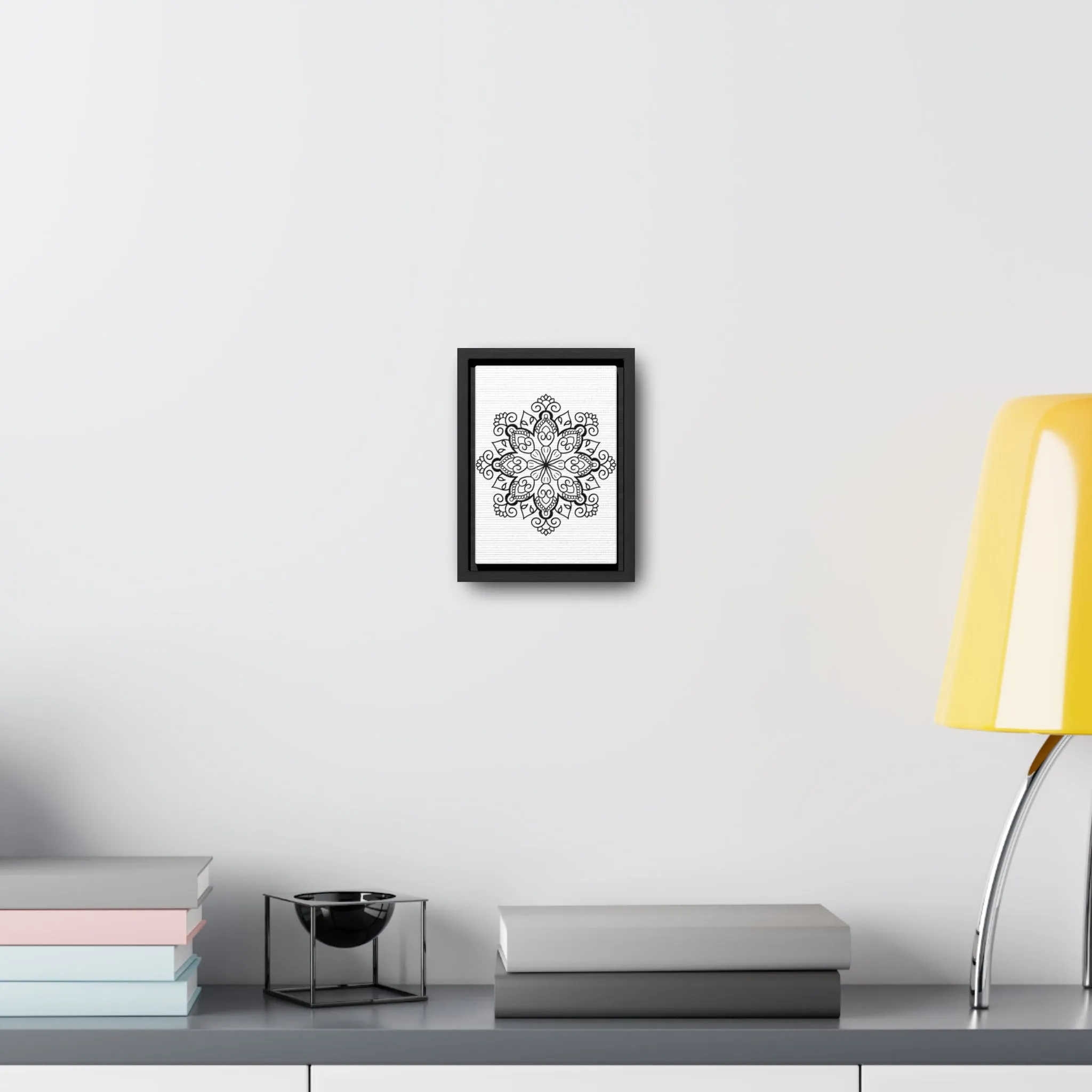 Mandala Handmade Art: Black & White Canvas Wraps - Vertical Frame