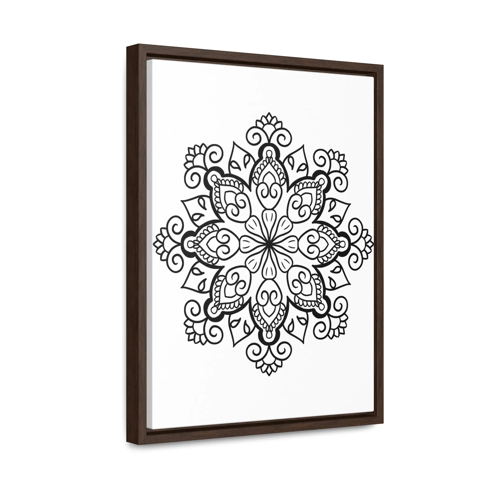 Mandala Handmade Art: Black & White Canvas Wraps - Vertical Frame