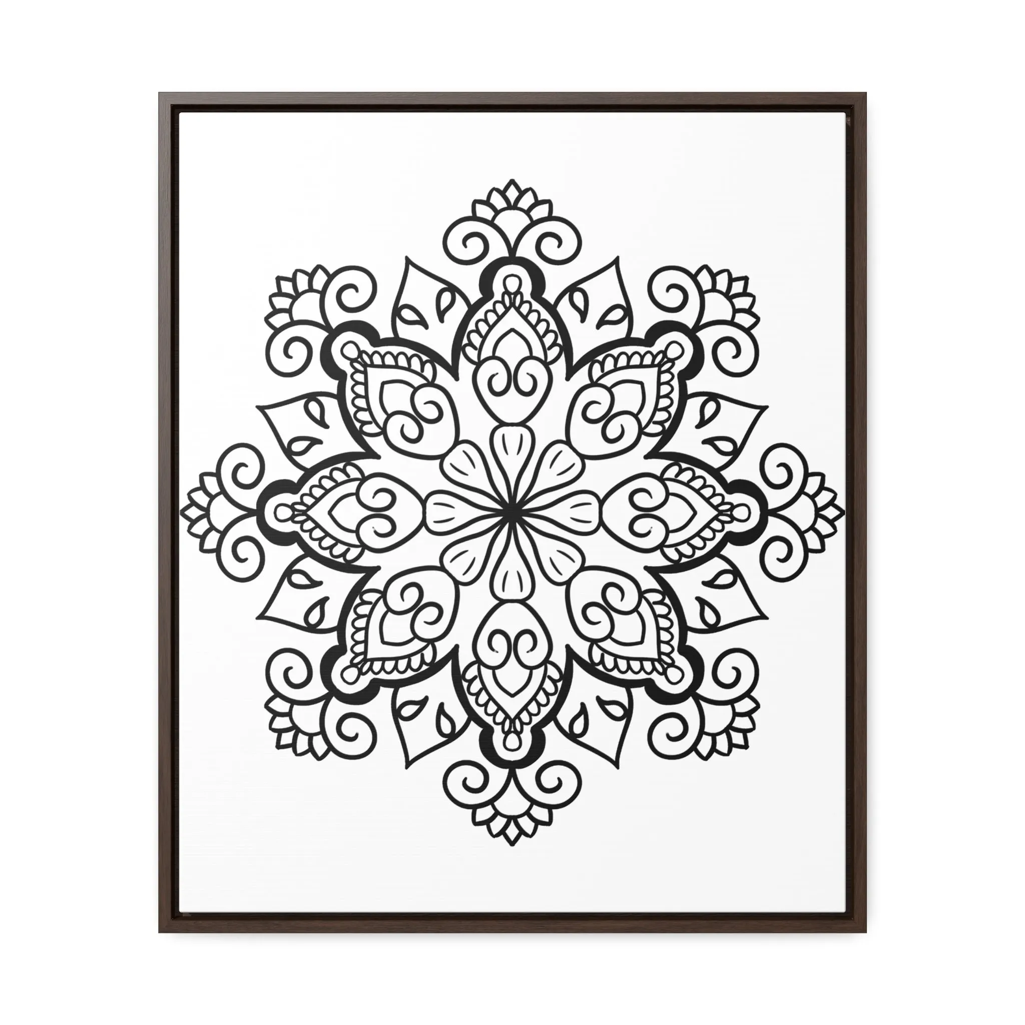 Mandala Handmade Art: Black & White Canvas Wraps - Vertical Frame