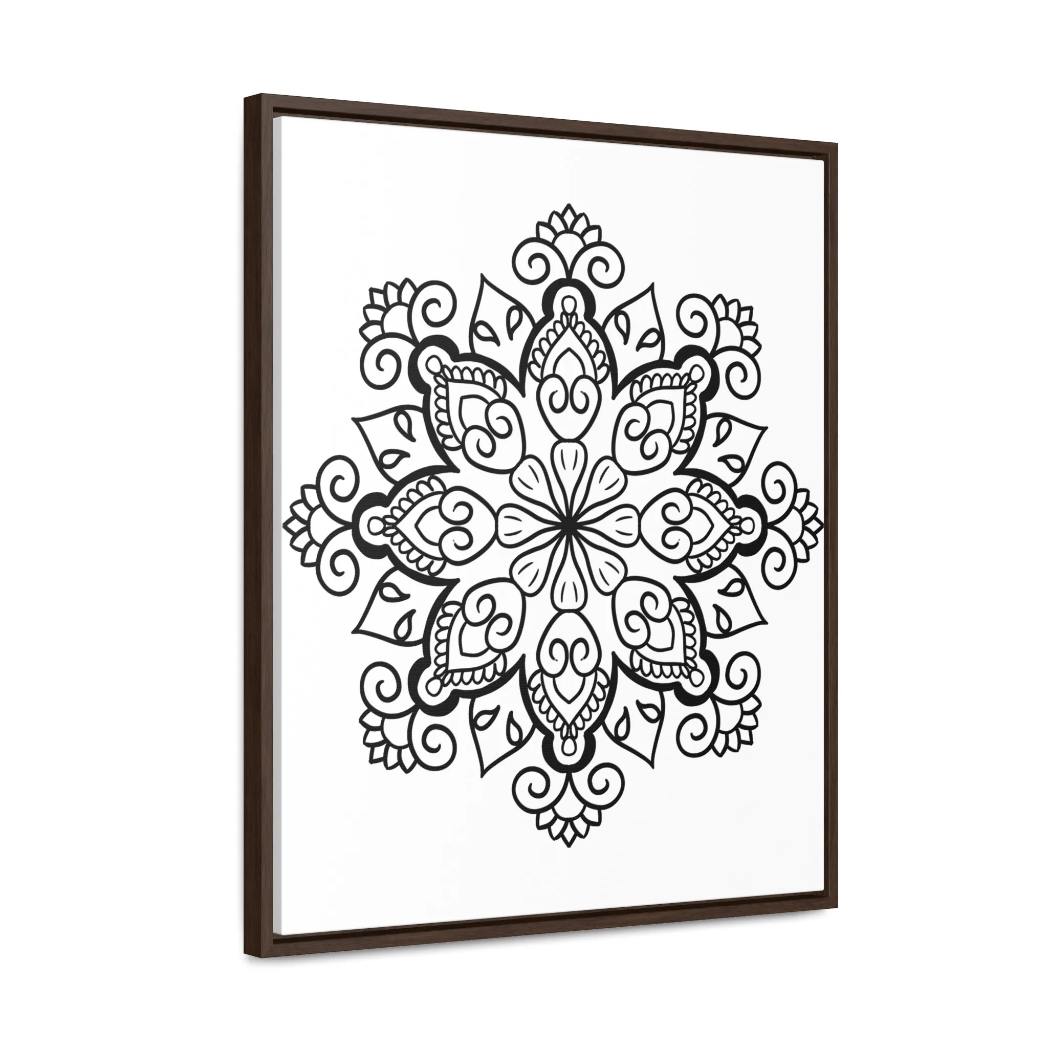 Mandala Handmade Art: Black & White Canvas Wraps - Vertical Frame