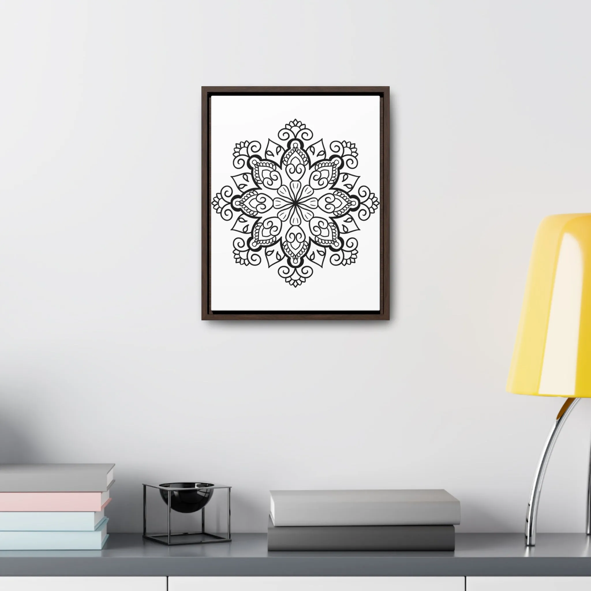 Mandala Handmade Art: Black & White Canvas Wraps - Vertical Frame