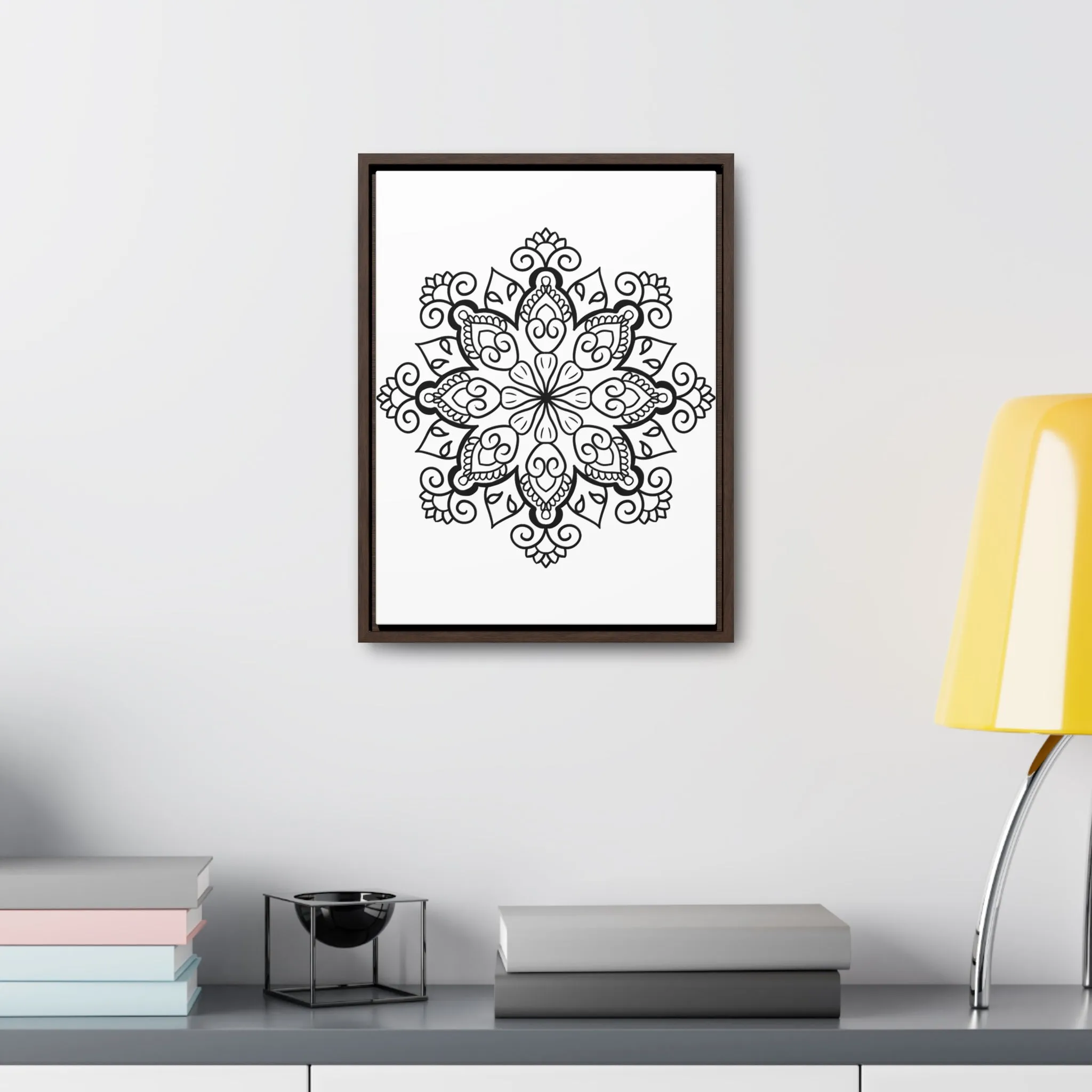 Mandala Handmade Art: Black & White Canvas Wraps - Vertical Frame