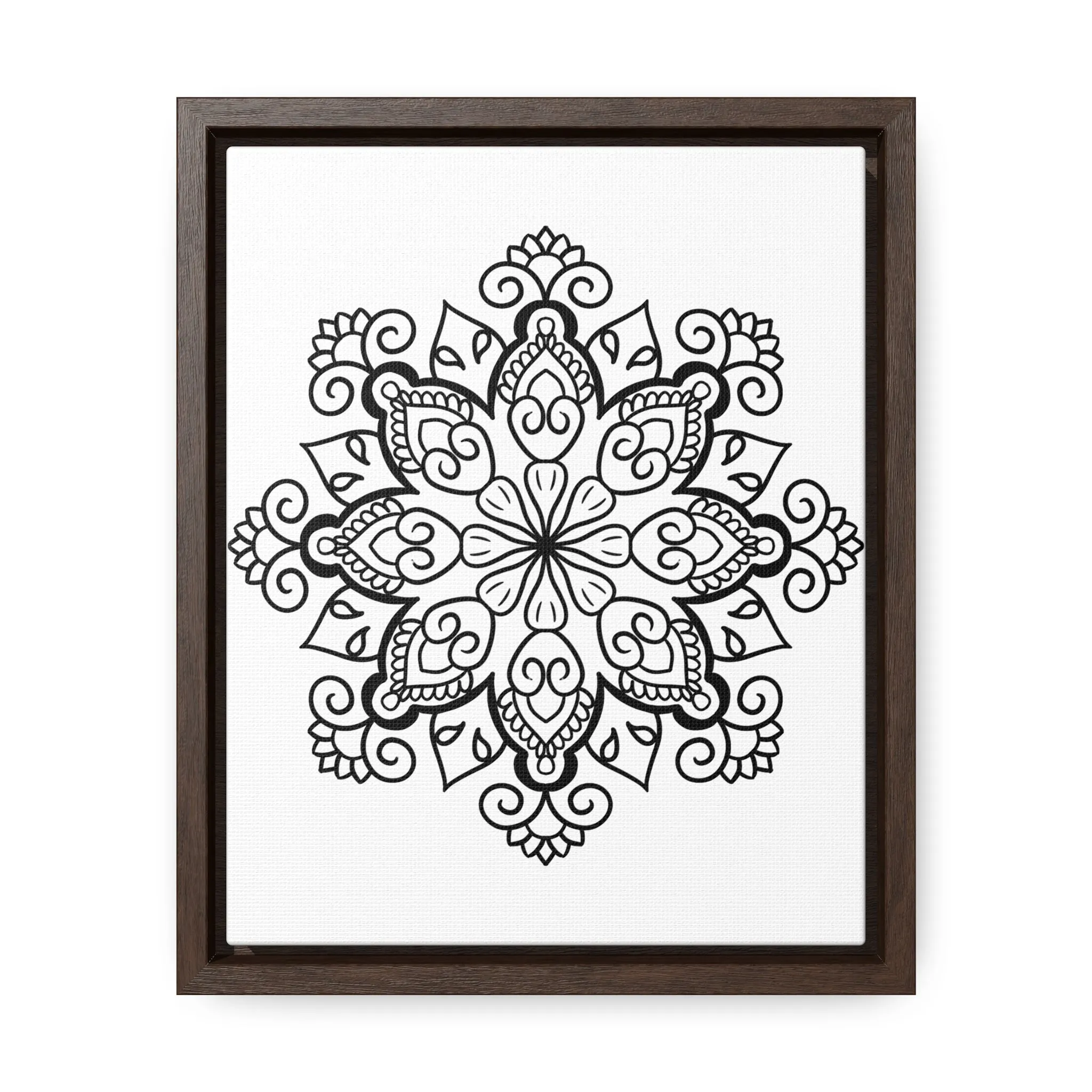 Mandala Handmade Art: Black & White Canvas Wraps - Vertical Frame