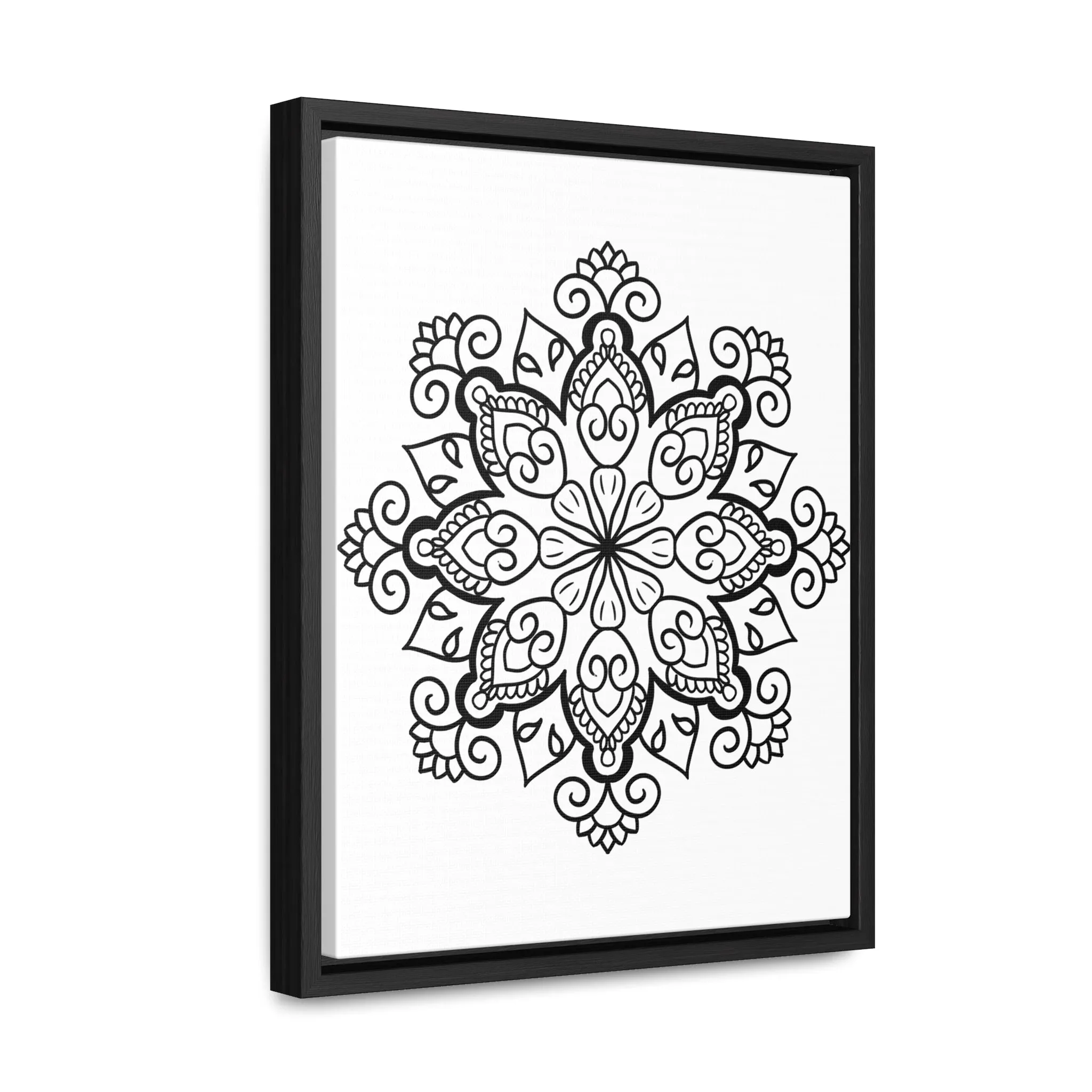 Mandala Handmade Art: Black & White Canvas Wraps - Vertical Frame