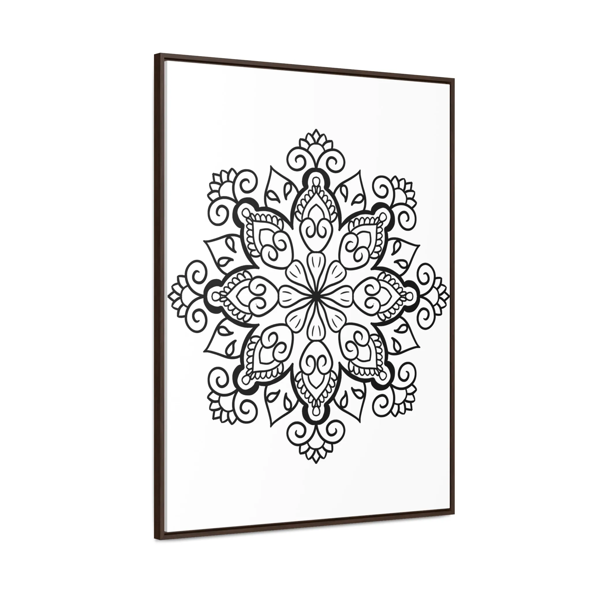 Mandala Handmade Art: Black & White Canvas Wraps - Vertical Frame