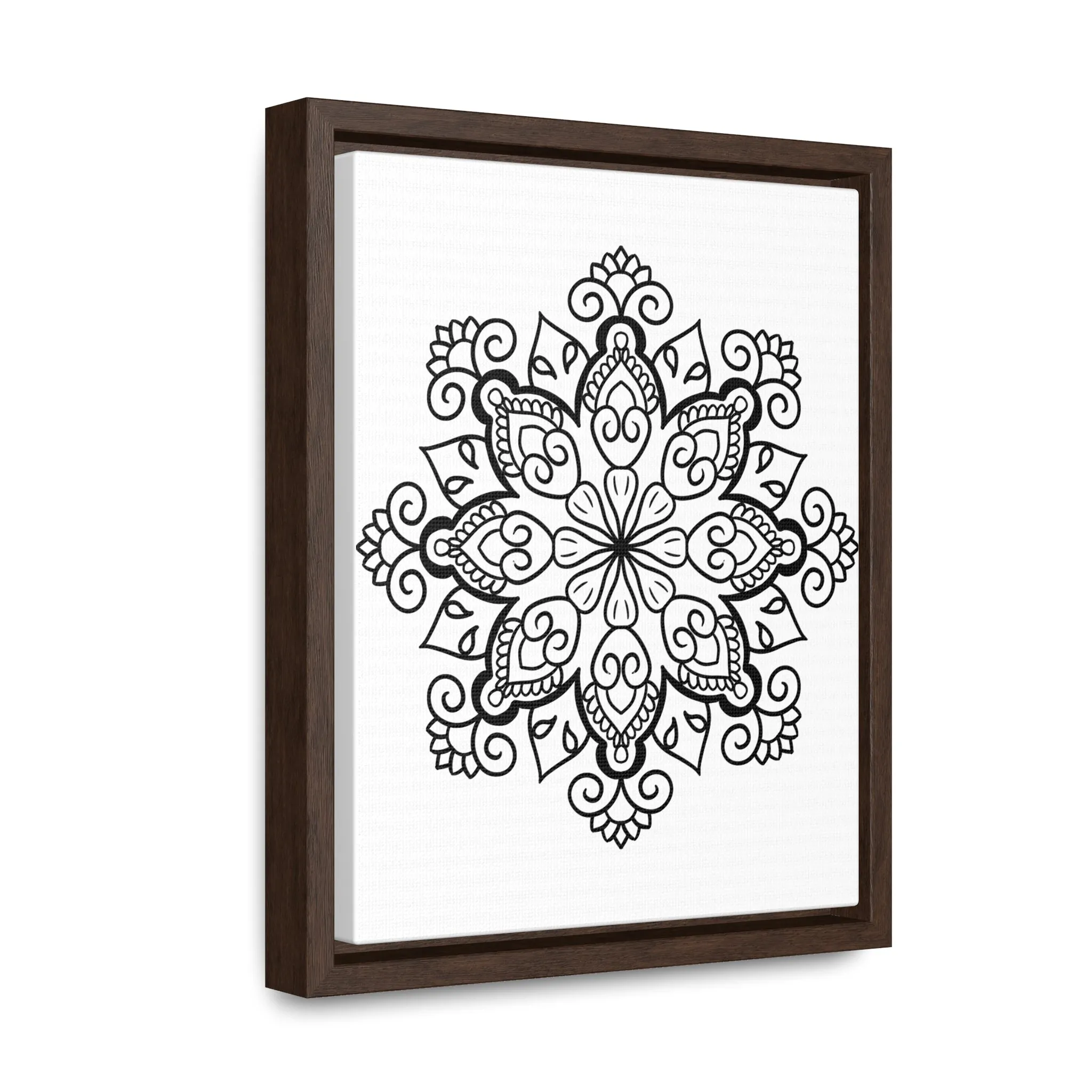 Mandala Handmade Art: Black & White Canvas Wraps - Vertical Frame