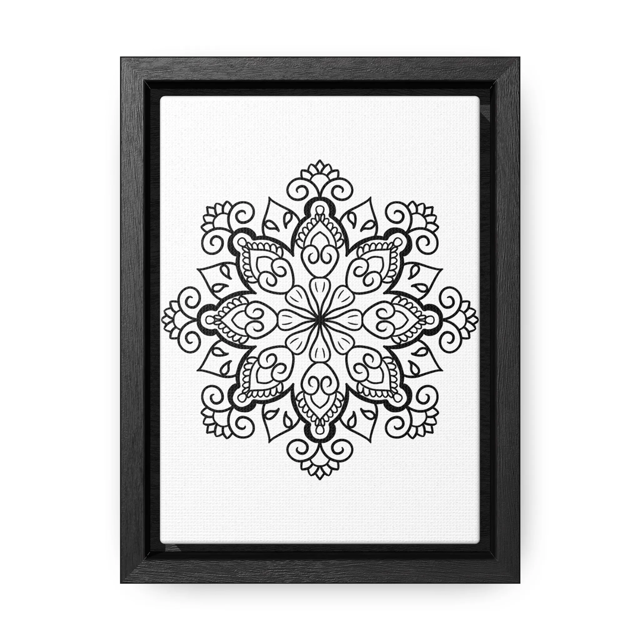 Mandala Handmade Art: Black & White Canvas Wraps - Vertical Frame