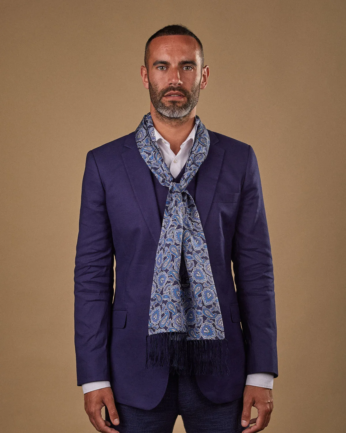 Men's Silk Aviator Scarf in Paisley - The Dezon Aviator