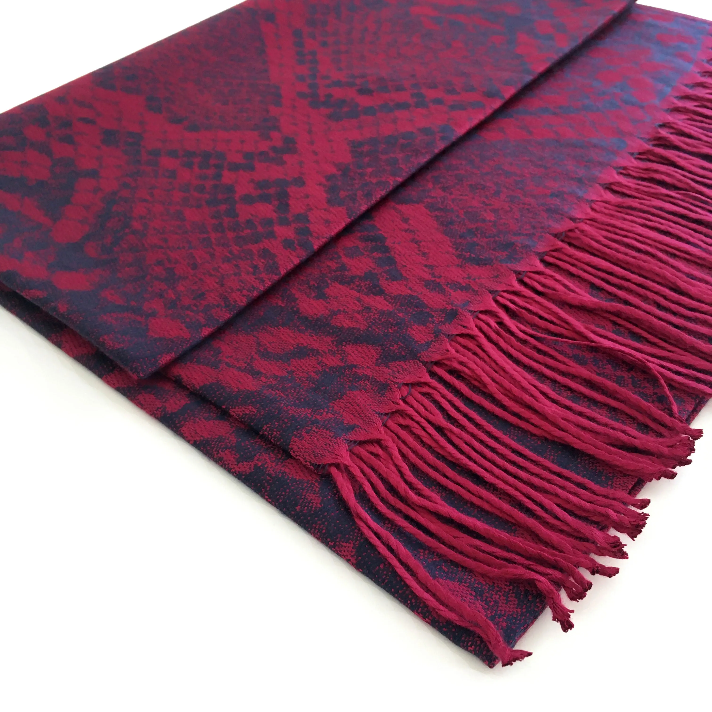 PURPLE BERRY LARGE SNAKESKIN PRINT REVERSIBLE PASHMINA SHAWL SCARF