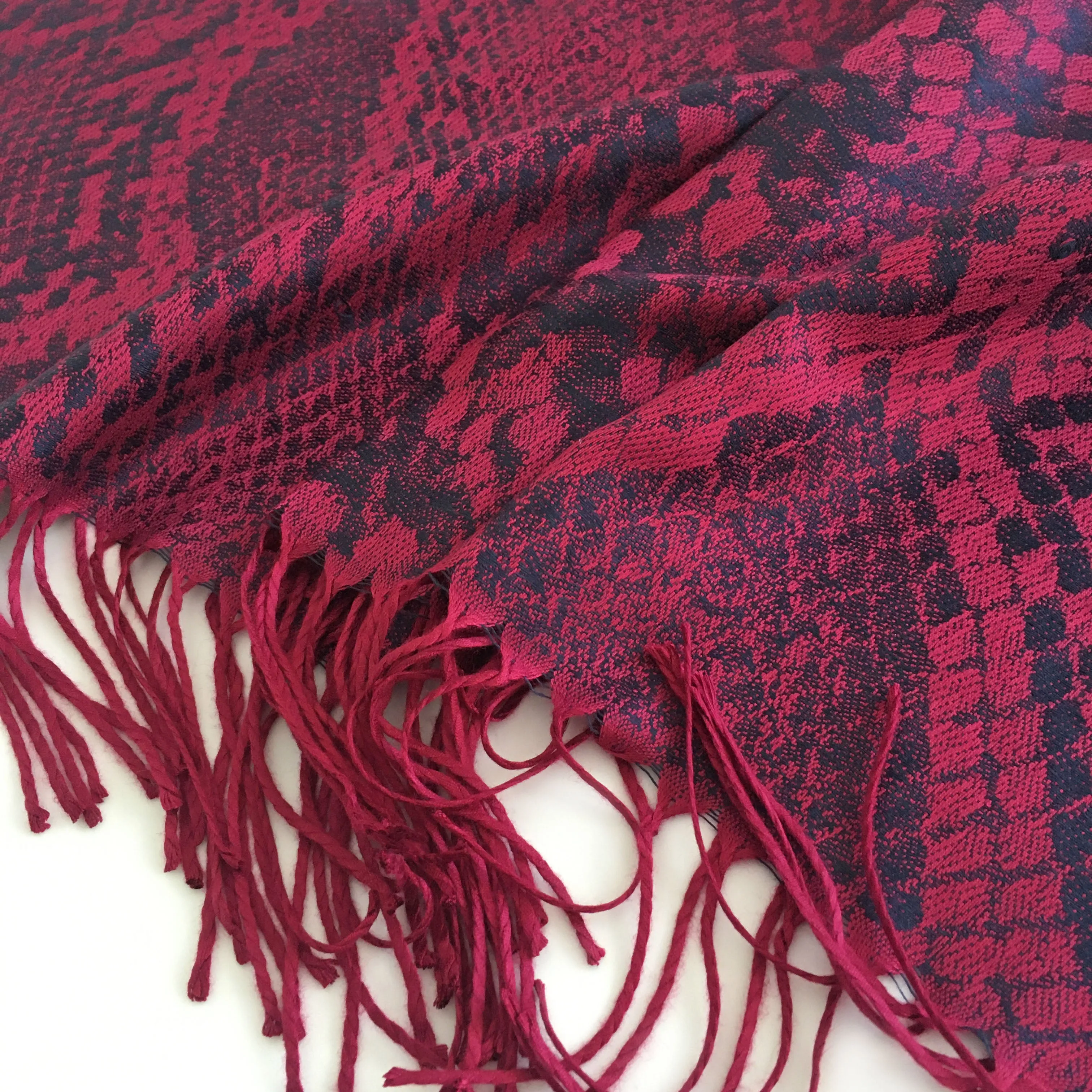 PURPLE BERRY LARGE SNAKESKIN PRINT REVERSIBLE PASHMINA SHAWL SCARF