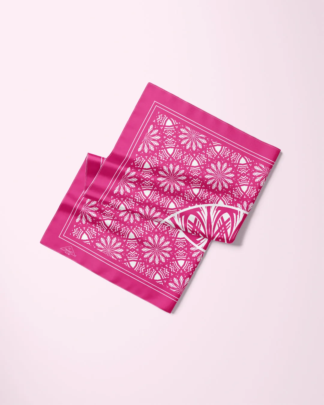 SERENITY Mandala Designer 100% Silk Scarf in Pink White