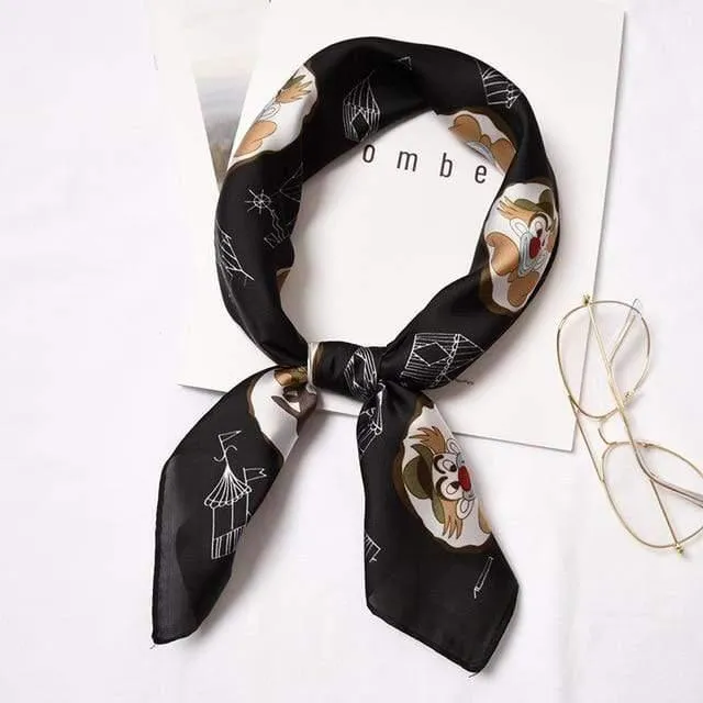 Small Fashion Print Silk Scarf