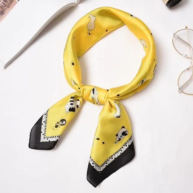 Small Fashion Print Silk Scarf