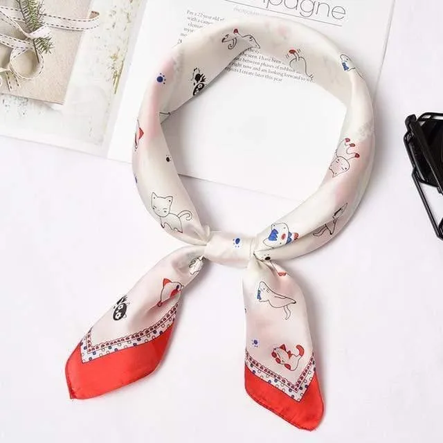 Small Fashion Print Silk Scarf