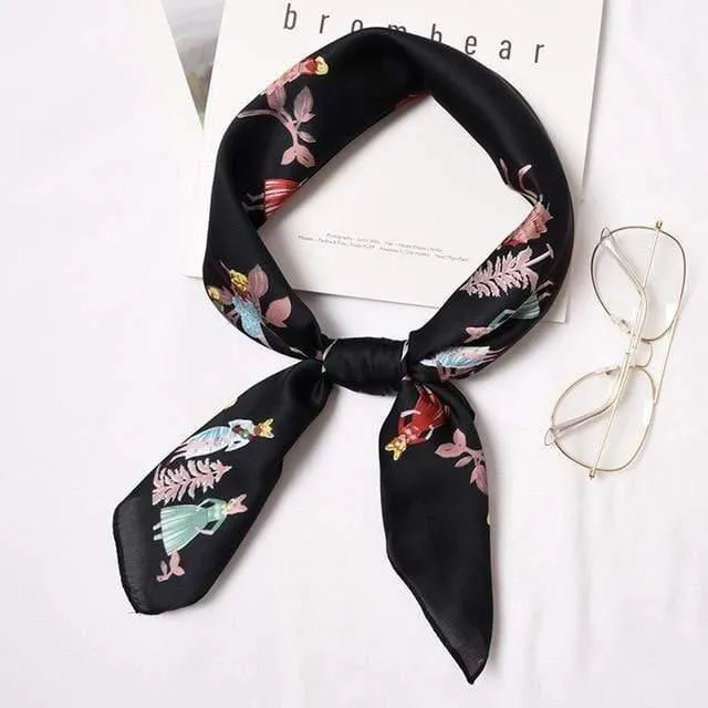 Small Fashion Print Silk Scarf