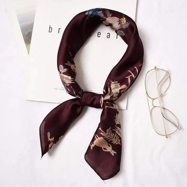 Small Fashion Print Silk Scarf