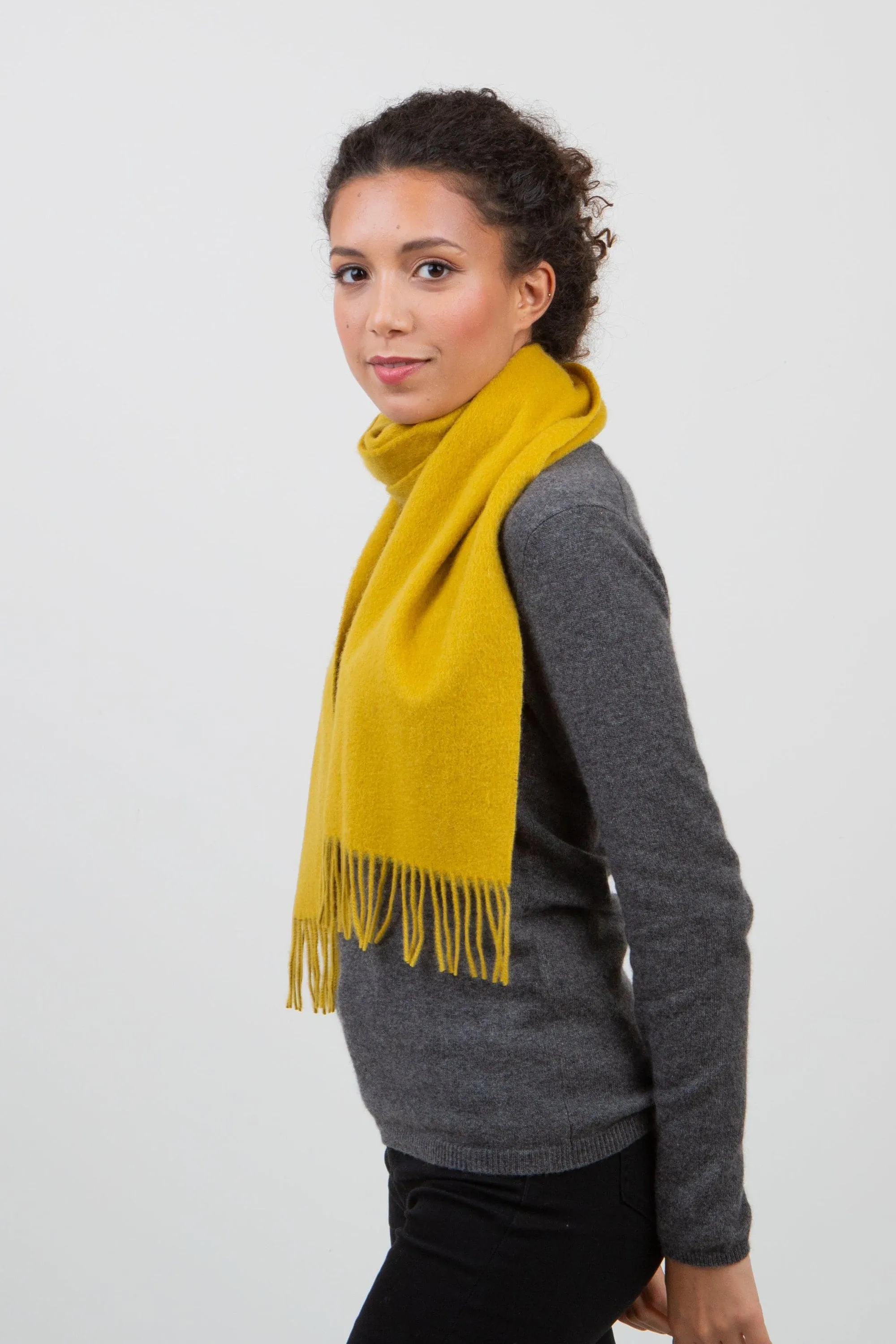 Solid Lambswool Scarf - Sulphur Green