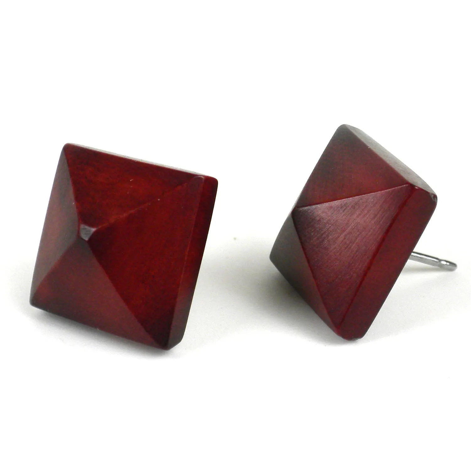 Spike Tagua Nut Stud Earrings in Burgundy Faire Collection