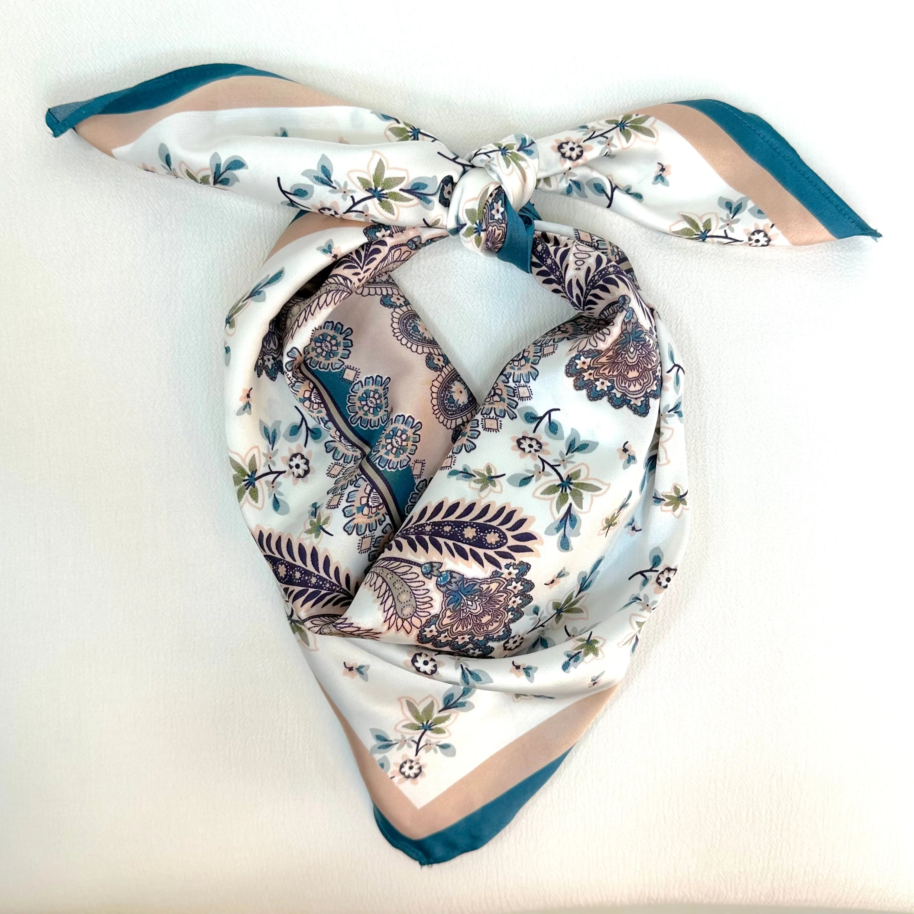 SQUARE HEAD SCARF (PEACH/BLUE)