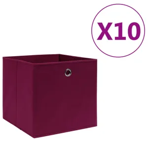 Storage Boxes 10 pcs Non-woven Fabric 28x28x28 cm Dark Red