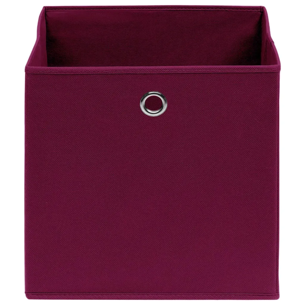 Storage Boxes 10 pcs Non-woven Fabric 28x28x28 cm Dark Red